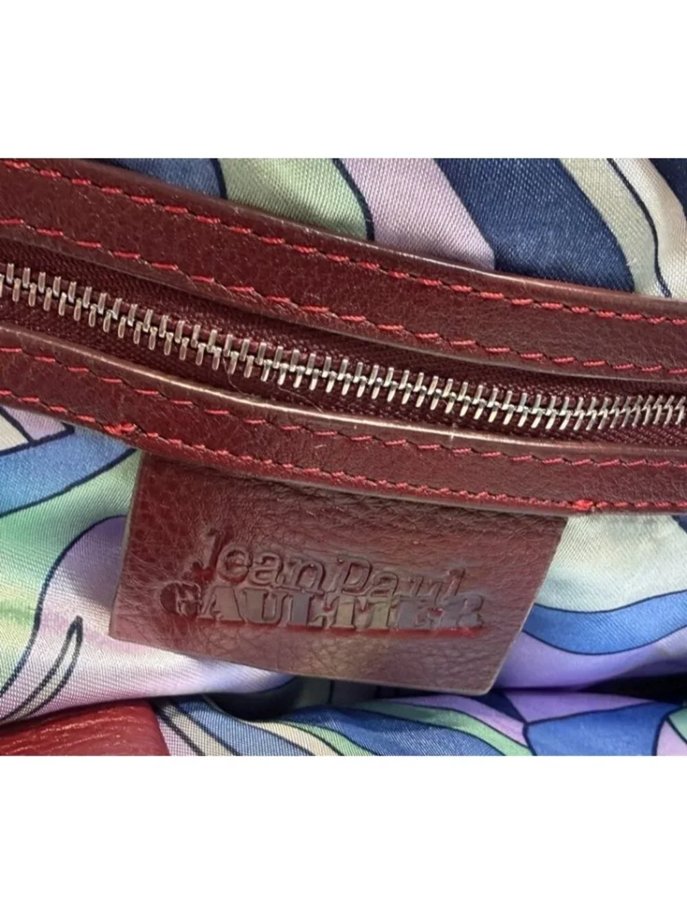 Jean Paul Gaultier Vintage Y2K Trench Coat Burgundy Leather Handbag Purse